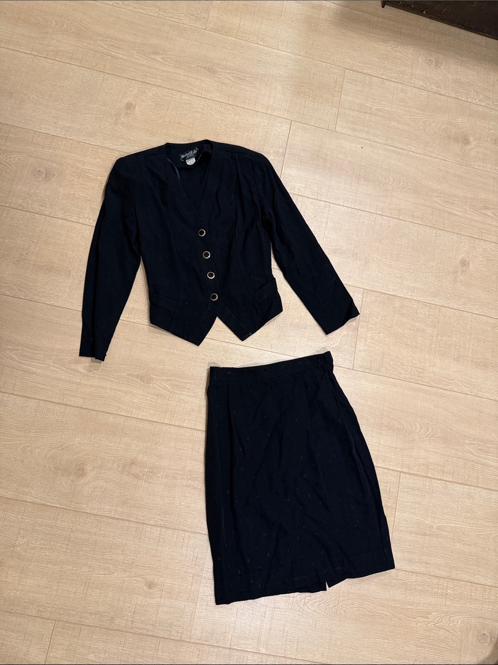 Vintage 80’s Michael B. Limited Black Women's Tailored Blazer and Skirt Set